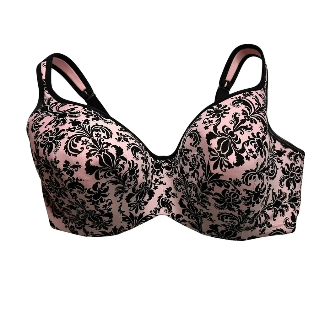 Full Fugure Cacique Lane Bryant pink Baroque Bra Size 40F - Picture 2 of 7